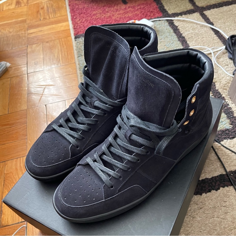 YSL high top black suede size 45 GREAT CONDITION Yves Saint Laurent suede